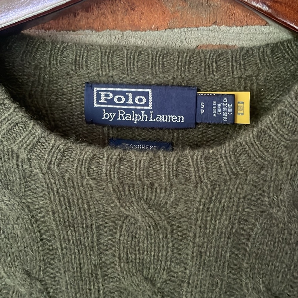 $495 Polo RL Green Cable Cashmere